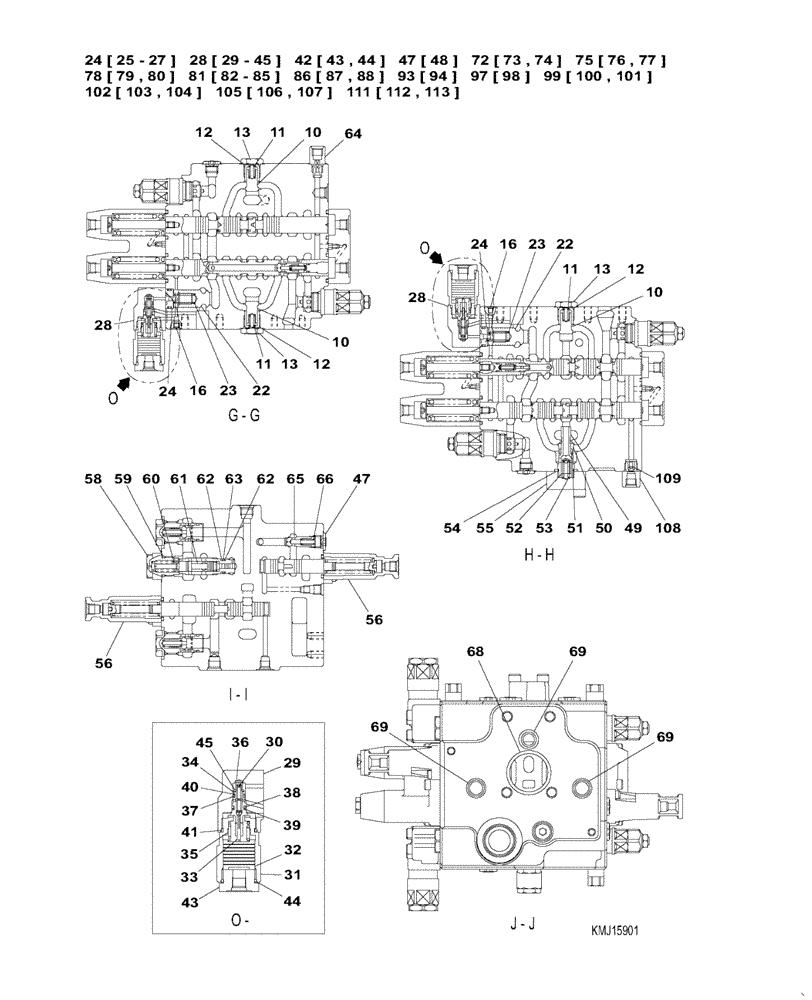 Схема запчастей Case CX145C SR - (35.359.AB[14]) - CONTROL VALVE, COMPONENTS, OFFSET (35) - HYDRAULIC SYSTEMS