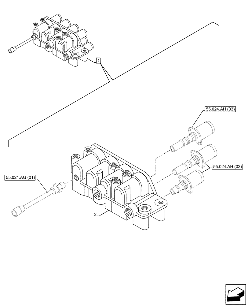 Схема запчастей Case 590SN - (21.135.AQ[02]) - VAR - 423062 - TRANSMISSION, POWERSHIFT, CONTROL VALVE, COMPONENTS, 4WD (21) - TRANSMISSION