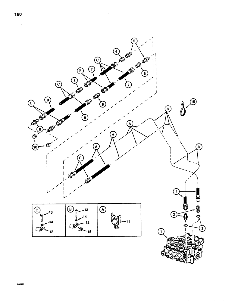Схема запчастей Case 880D - (160) - AUXILIARY HYDRAULICS (07) - HYDRAULIC SYSTEM