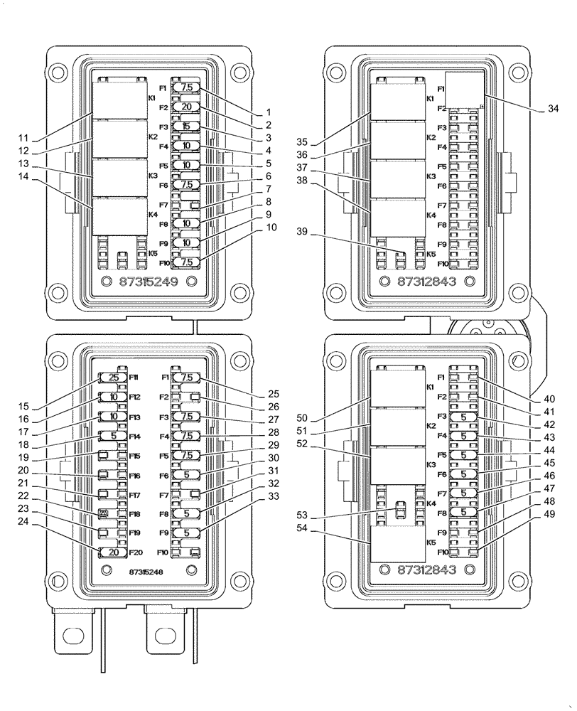 Схема запчастей Case 521F - (55.510.AF[05]) - VAR - 782440 - CAB, RELAY, FUSE HOLDER (55) - ELECTRICAL SYSTEMS