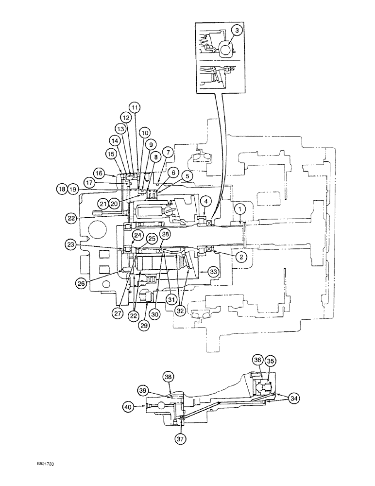 Схема запчастей Case 9030 - (6-08) - 155808A1 TRACK DRIVE MOTOR, SHAFT, CYLINDER BLOCK AND PISTONS (06) - POWER TRAIN