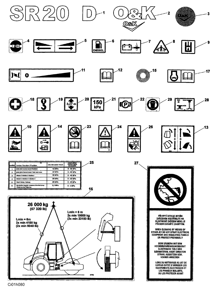 Схема запчастей Case SR20 - (12-028A-01[01]) - DECALS (12) - Chassis/Attachments