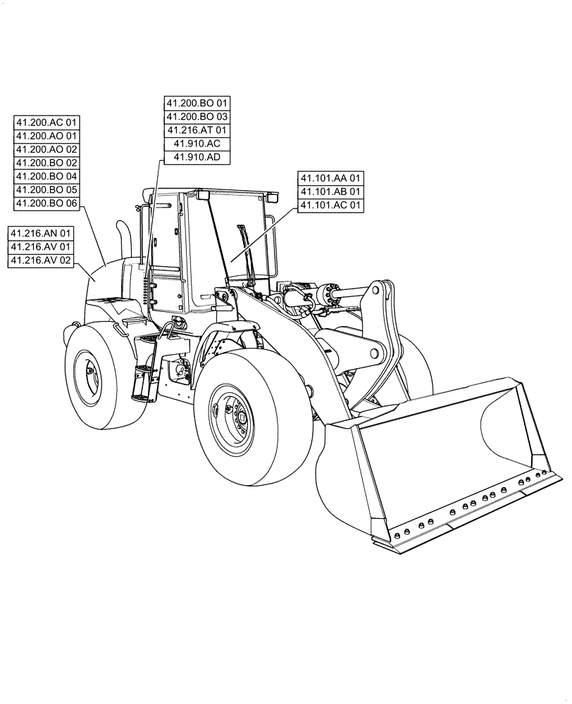 Схема запчастей Case 521F - (41.000.00) - SECTION INDEX - STEERING (41) - STEERING