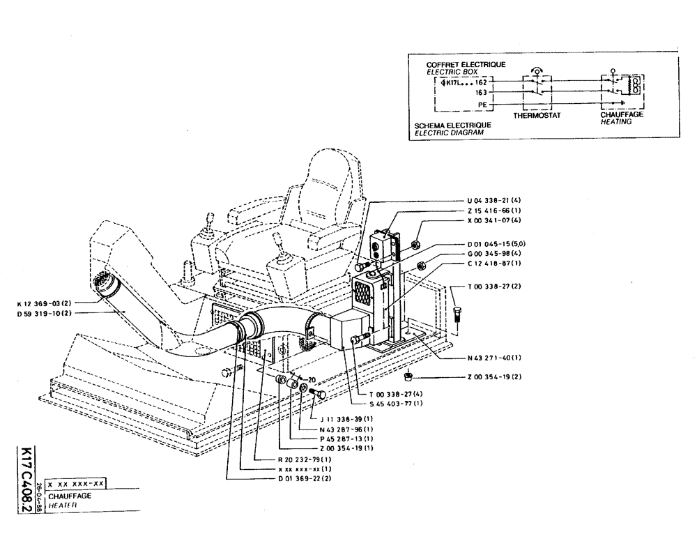 Схема запчастей Case 220B - (K17 C408.2) - HEATER (05) - UPPERSTRUCTURE CHASSIS