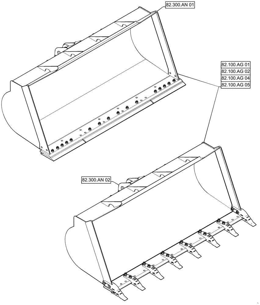Схема запчастей Case 521F - (82.000.00[01]) - SECTION INDEX - FRONT LOADER AND BUCKET (82) - FRONT LOADER & BUCKET