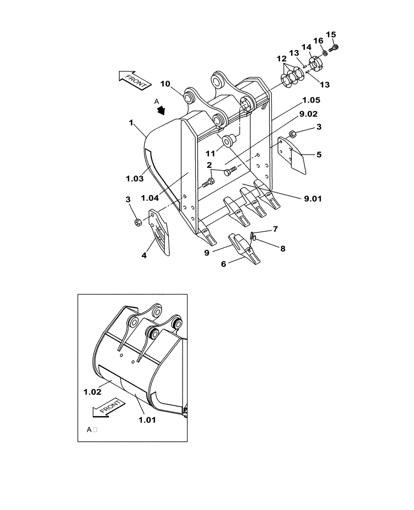 Схема запчастей Case CX160C - (84.100.AB[02]) - VAR - 461043 - BUCKET (0,65M³ X 1020MM) (84) - BOOMS, DIPPERS & BUCKETS