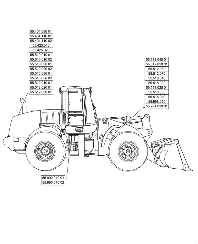 Схема запчастей Case 521F - (55.000.00[01]) - SECTION INDEX - ELECTRICAL SYSTEMS (55) - ELECTRICAL SYSTEMS
