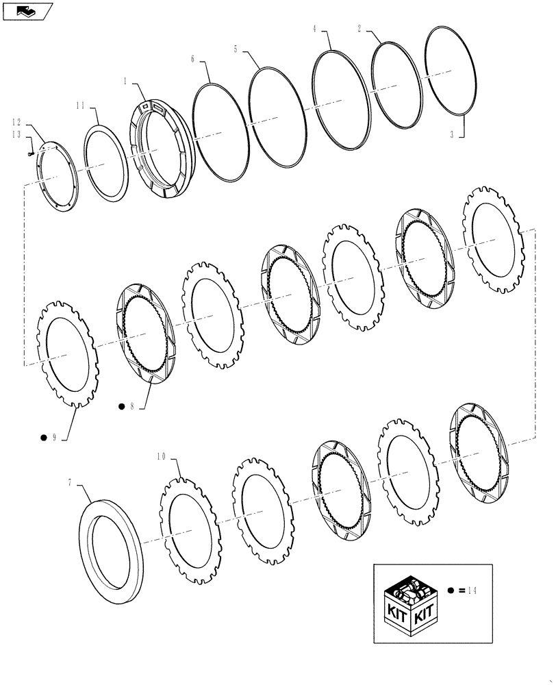 Схема запчастей Case 1121F - (33.204.01) - BRAKES, HUB DISC, FRONT AND REAR, OPEN AND LOCK AXLE (33) - BRAKES & CONTROLS