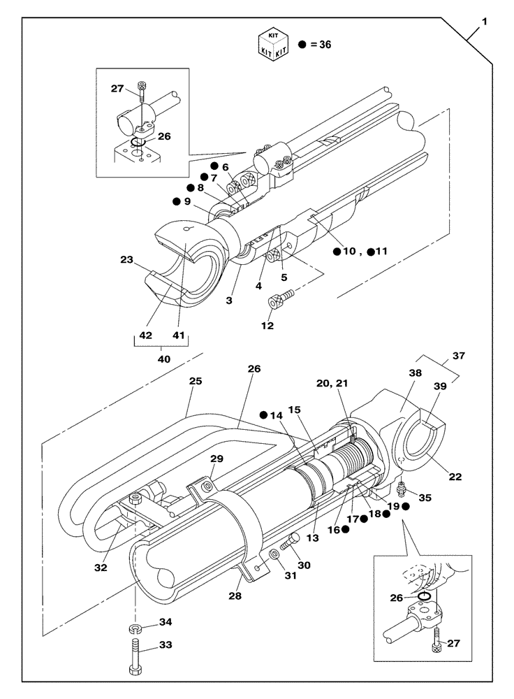 Схема запчастей Case CX300C - (08-301-00[01]) - BOOM CYLINDER - LEFT - WITHOUT SAFETY VALVE (08) - HYDRAULICS