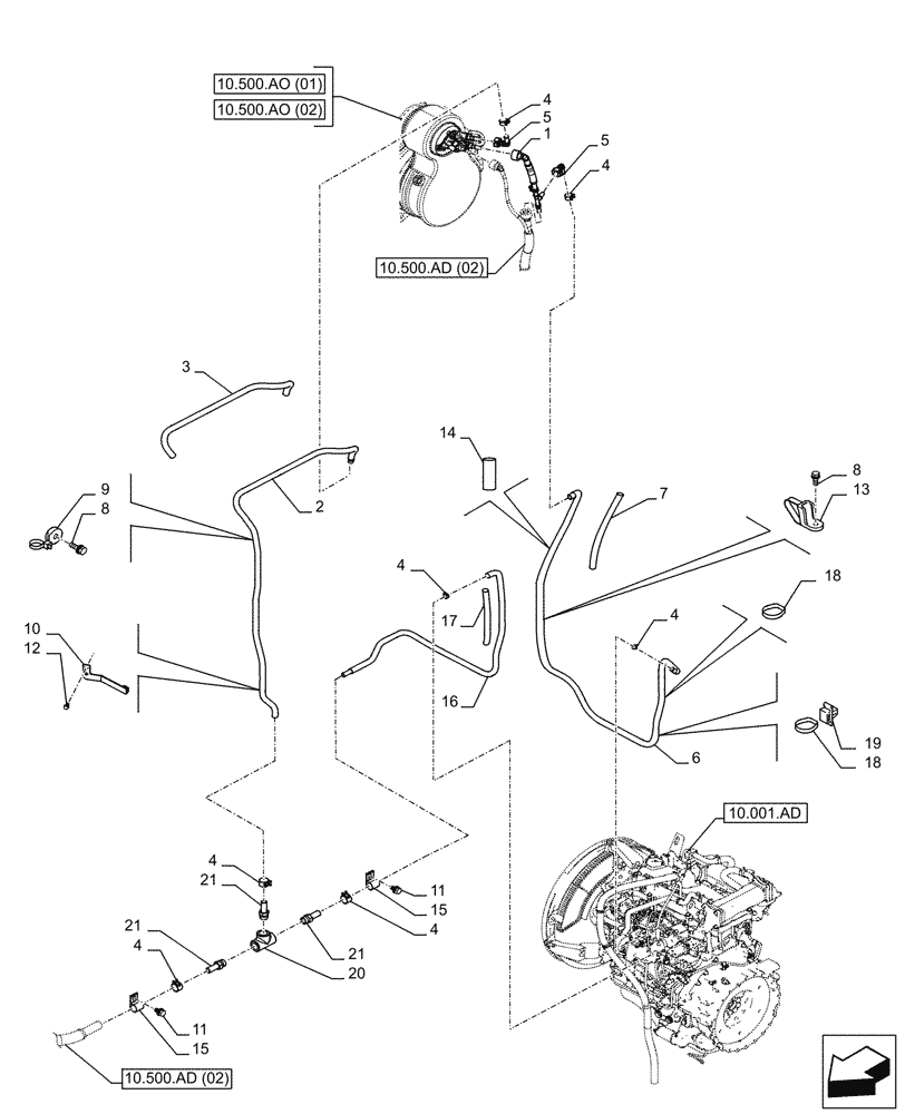 Схема запчастей Case CX210D LC - (10.500.AD[01]) - DEF/ADBLUE™ LINES - BSN NGS7H1297 (10) - ENGINE
