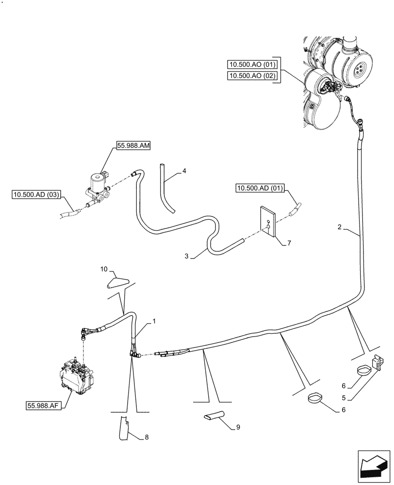 Схема запчастей Case CX210D LC - (10.500.AD[02]) - DEF/ADBLUE™ LINES - BSN NGS7H1297 (10) - ENGINE