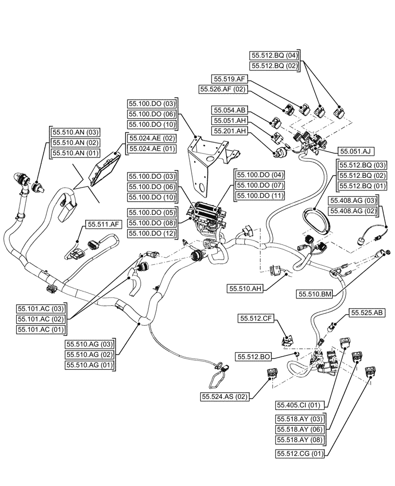 Схема запчастей Case 590SN - (55.000.00[03]) - SECTION INDEX - ELECTRICAL SYSTEMS (55) - ELECTRICAL SYSTEMS