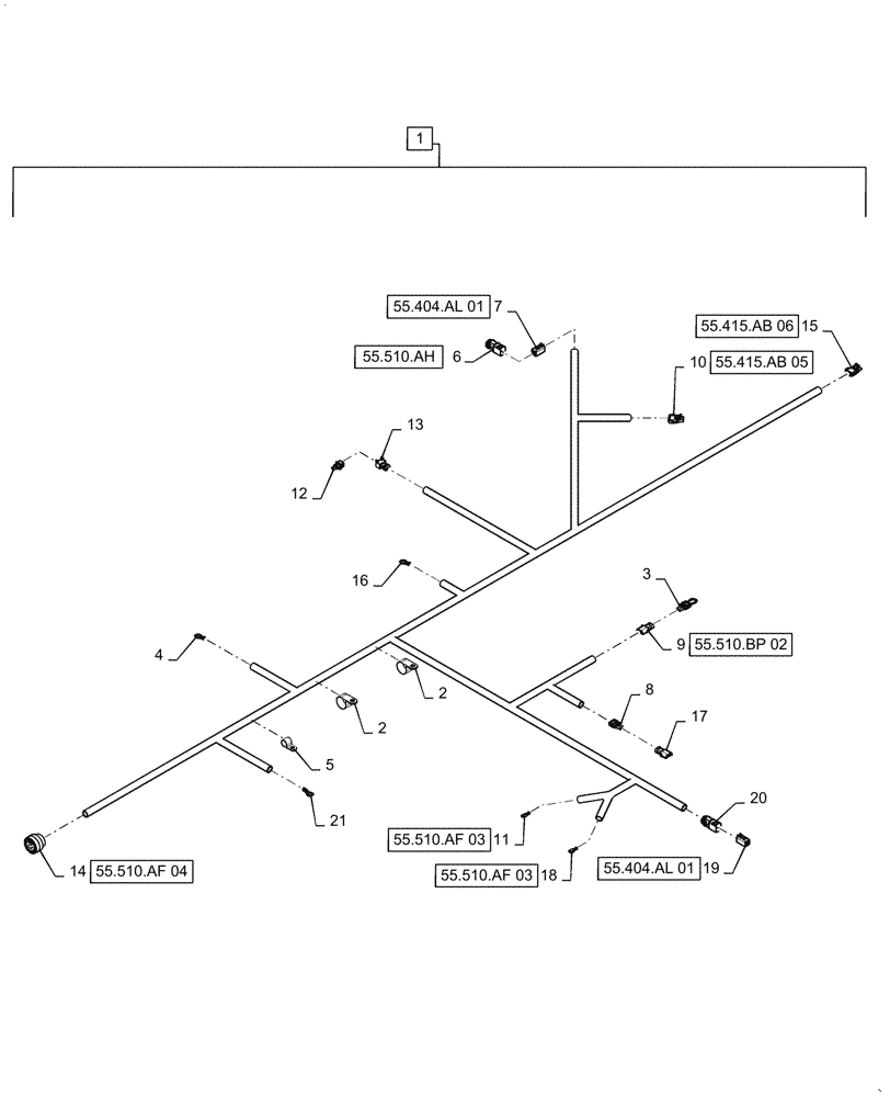 Схема запчастей Case 521F - (55.100.AX[02]) - FRONT FRAME WIRE HARNESS, XT (55) - ELECTRICAL SYSTEMS