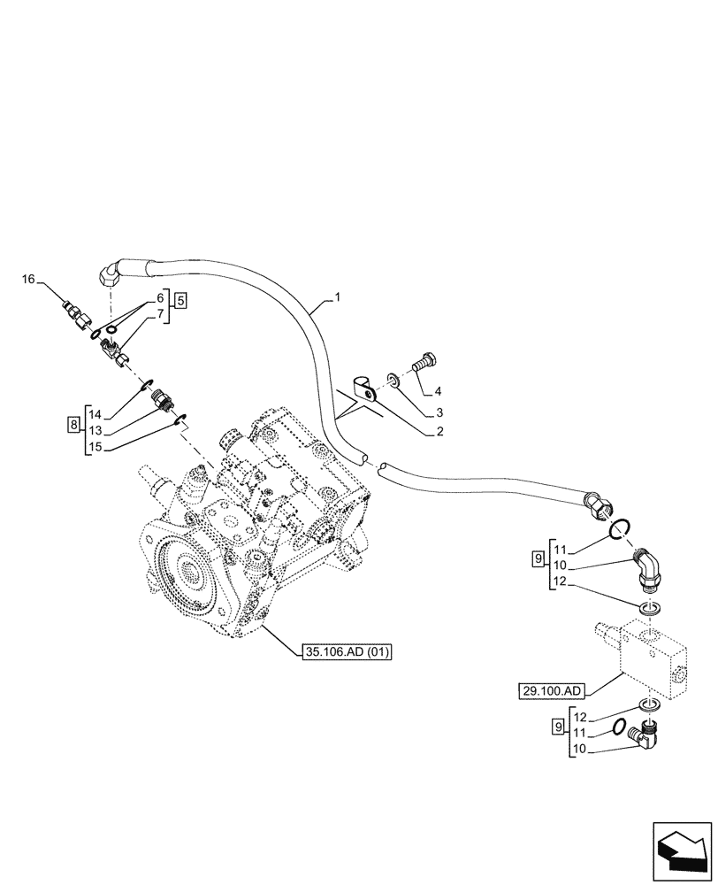 Схема запчастей Case 121F - (29.100.AH[01A]) - HYDROSTATIC PUMP, INCHING VALVE, LINE - BEGIN DATE 8 APRIL 2015 (29) - HYDROSTATIC DRIVE