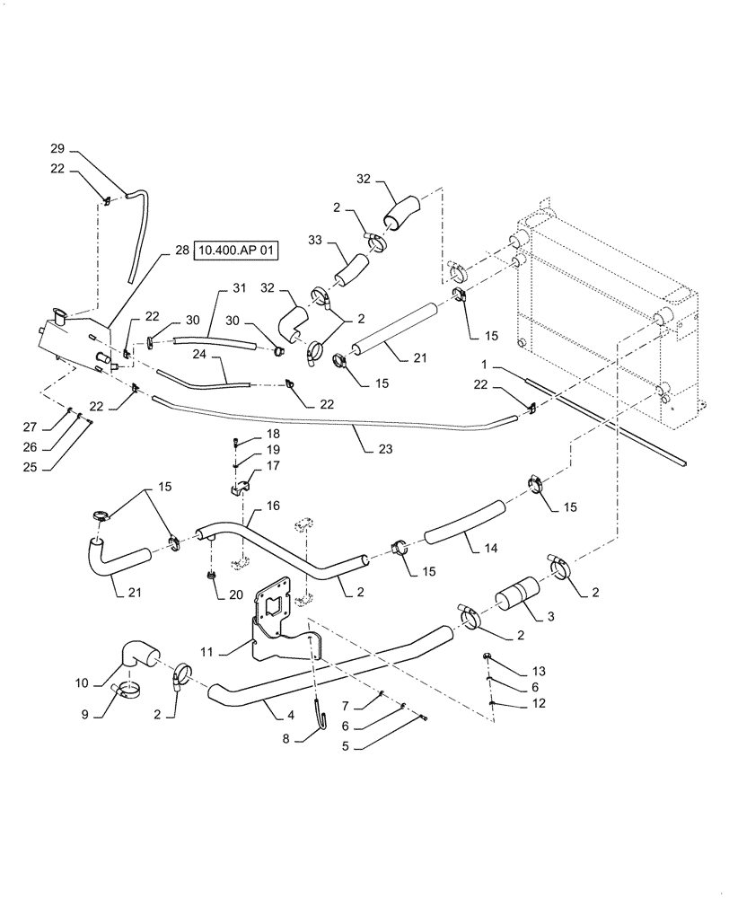 Схема запчастей Case DV210CD - (10.400.AP) - ENGINE RADIATOR HOSES (10) - ENGINE