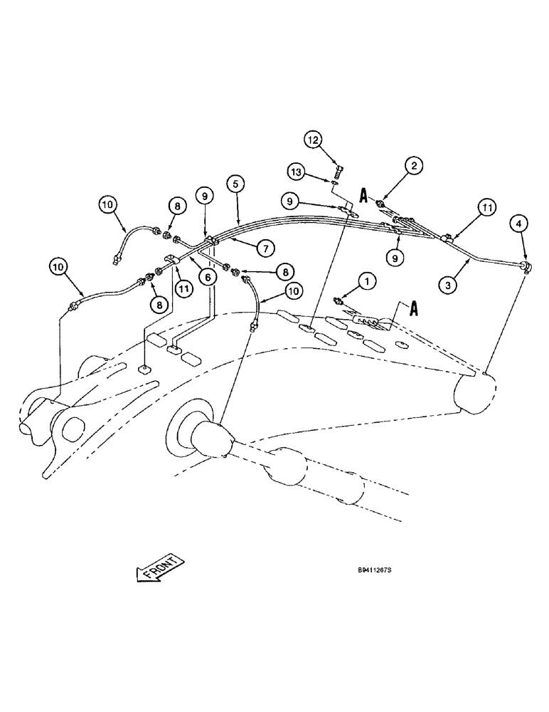 Схема запчастей Case 9040B - (9-094) - BOOM LUBRICATION LINES, STANDARD MODELS ONLY (09) - CHASSIS