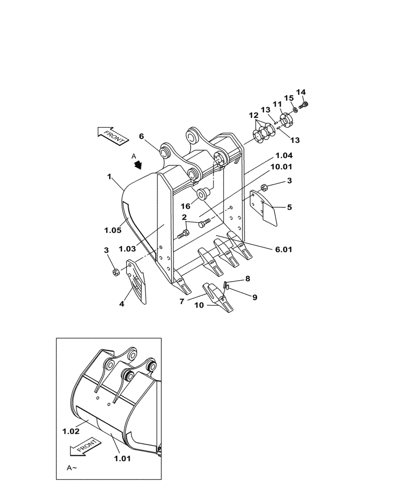 Схема запчастей Case CX300C - (09.310.11[01]) - VAR - 461853 - BUCKET (1,1M³ X 1561MM) (09) - BOOMS