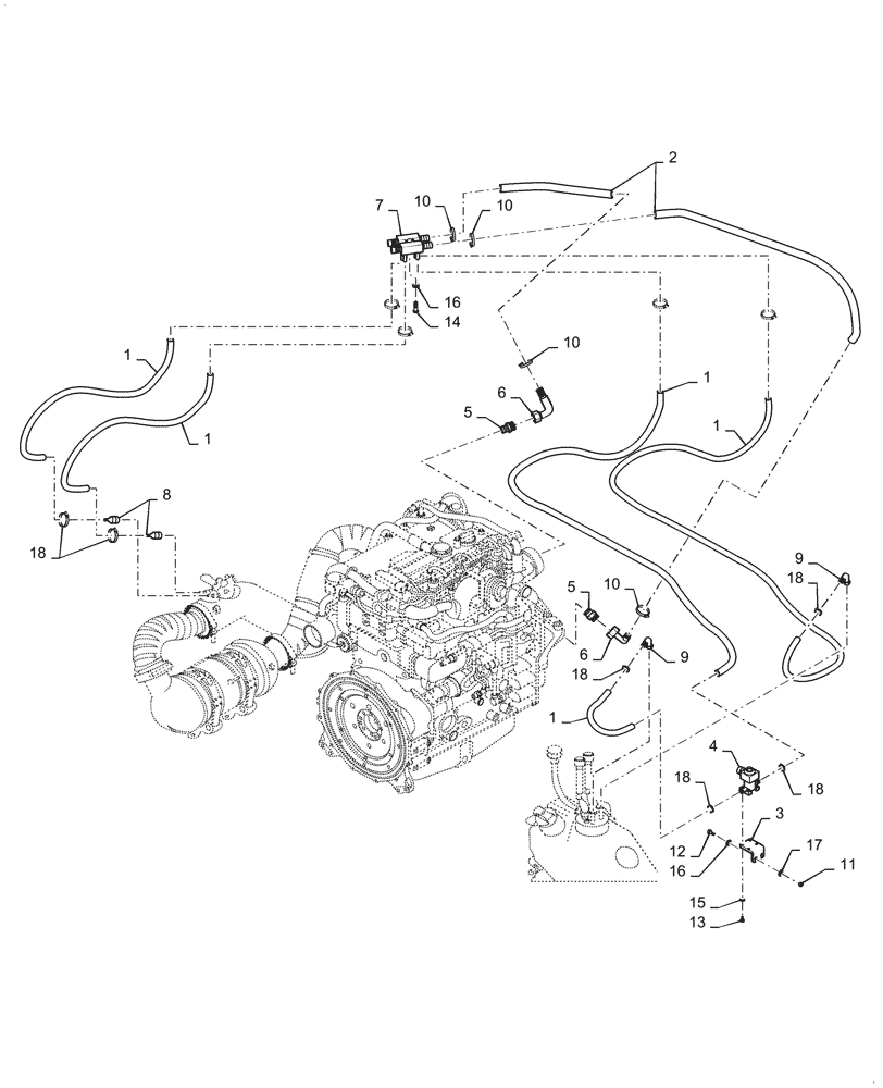 Схема запчастей Case DV209D - (10.500.AU) - DEF HEATING LINES (10) - ENGINE