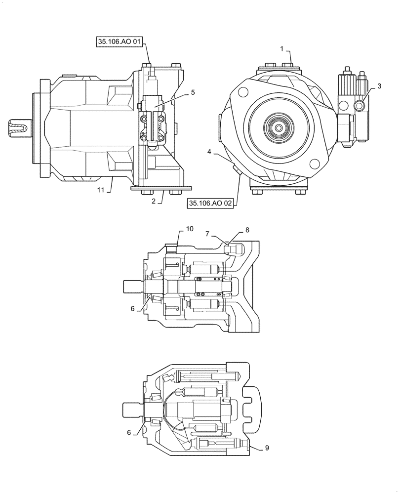 Схема запчастей Case 521F - (35.106.01[01]) - HYDRAULIC PUMP ASSEMBLY (35) - HYDRAULIC SYSTEMS