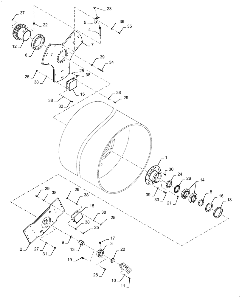 Схема запчастей Case DV209CD - (44.160.AB[02]) - DRUM DRIVE ASSEMBLY (44) - WHEELS