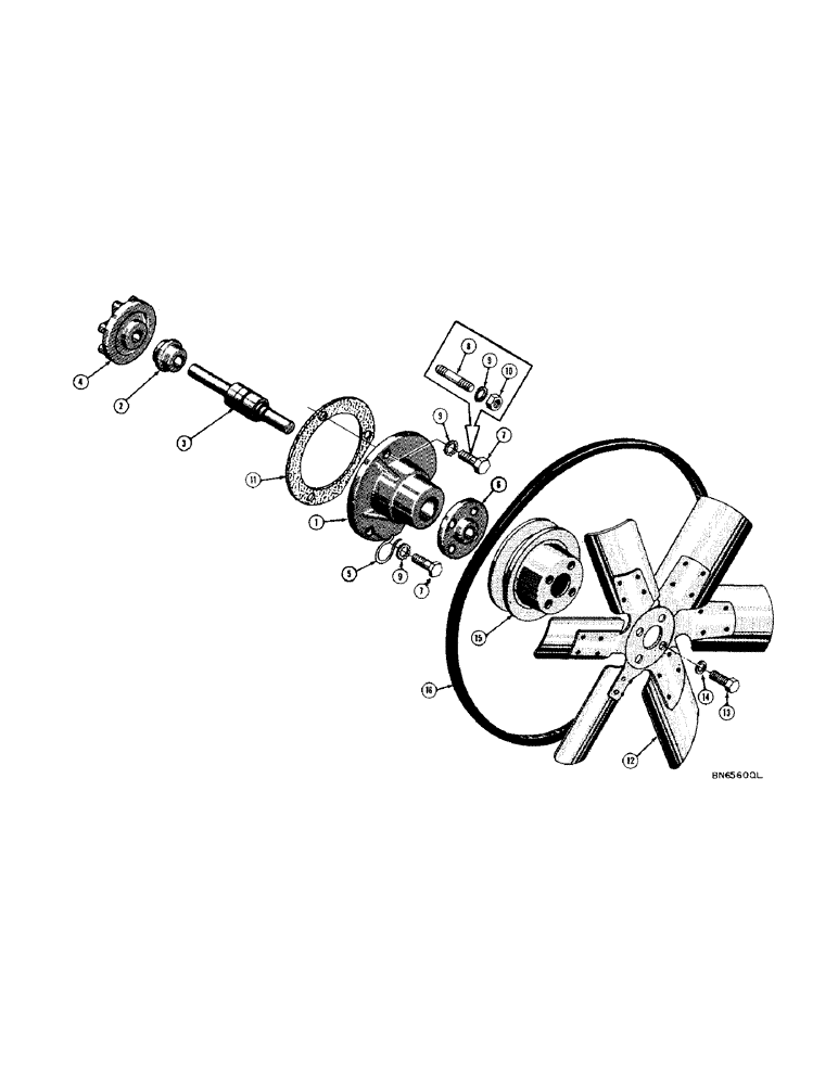 Схема запчастей Case 420C - (058) - WATER PUMP, FAN, FAN BELT, AND PULLEY - DIESEL (01) - ENGINE