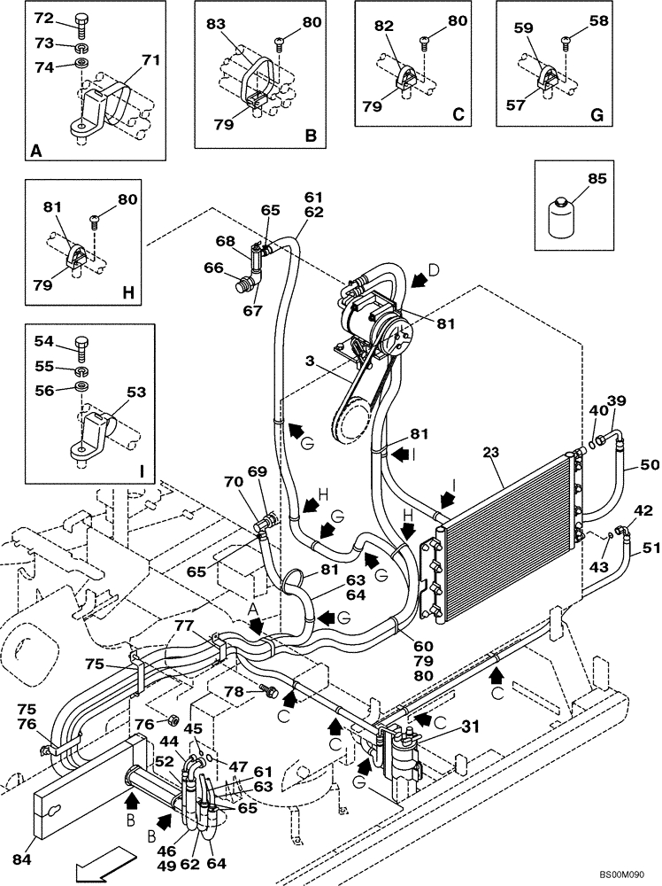 Схема запчастей Case CX130 - (09-28) - AIR CONDITIONING - CONDENSER AND RECEIVER-DRIER (09) - CHASSIS
