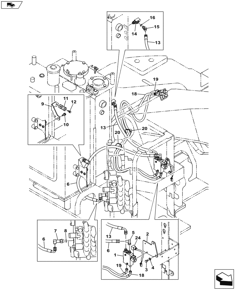 Схема запчастей Case CX145C SR - (35.734.AD[01]) - VAR - 781128 - QUICK COUPLER, VALVE, HYDRAULIC LINE (ANZ) (35) - HYDRAULIC SYSTEMS