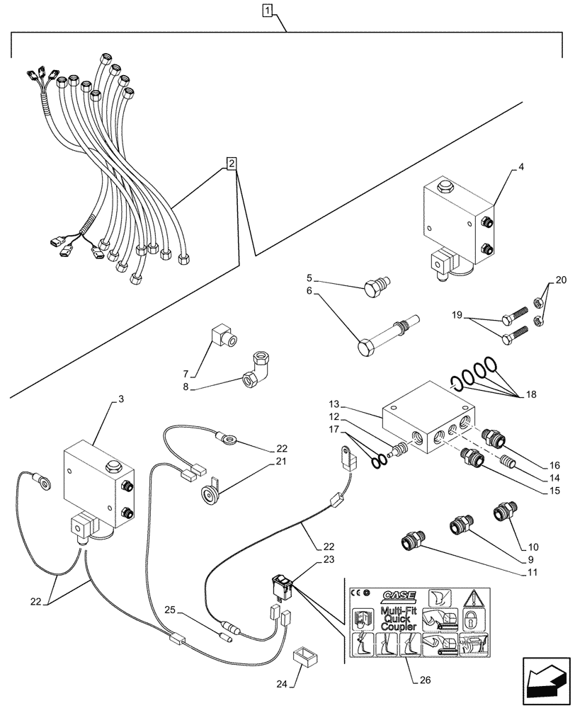 Схема запчастей Case CX80C - (84.100.317) - HYDRAULIC QUICK COUPLER MULTI-FIT S KIT (84) - BOOMS, DIPPERS & BUCKETS