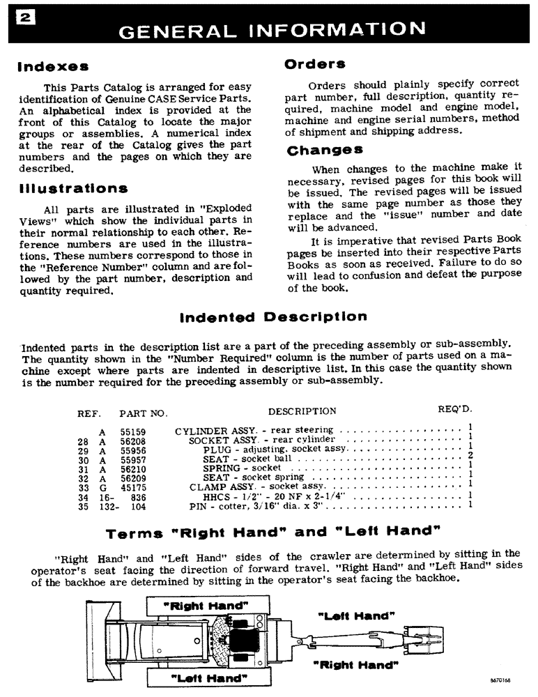 Схема запчастей Case 310G - (002) - GENERAL INFORMATION (00) - GENERAL