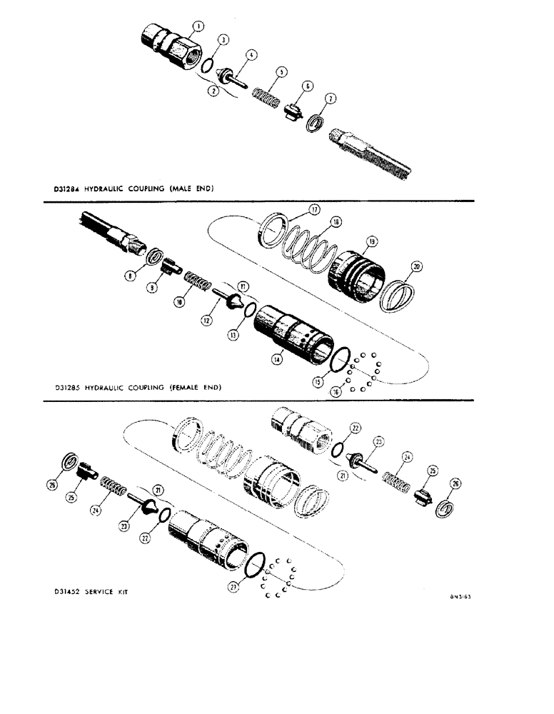 Схема запчастей Case 32 - (106) - D31284 AND D31285 HYDRAULIC COUPLINGS, D31284 HYDRAULIC COUPLING 