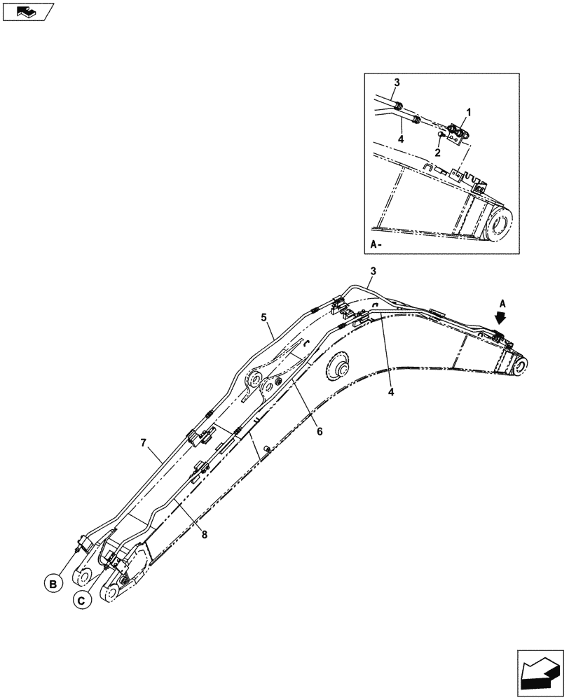 Схема запчастей Case CX145C SR - (35.734.AH[01]) - VAR - 781128 - QUICK COUPLER, HYDRAULIC LINE, BOOM (ANZ) (35) - HYDRAULIC SYSTEMS