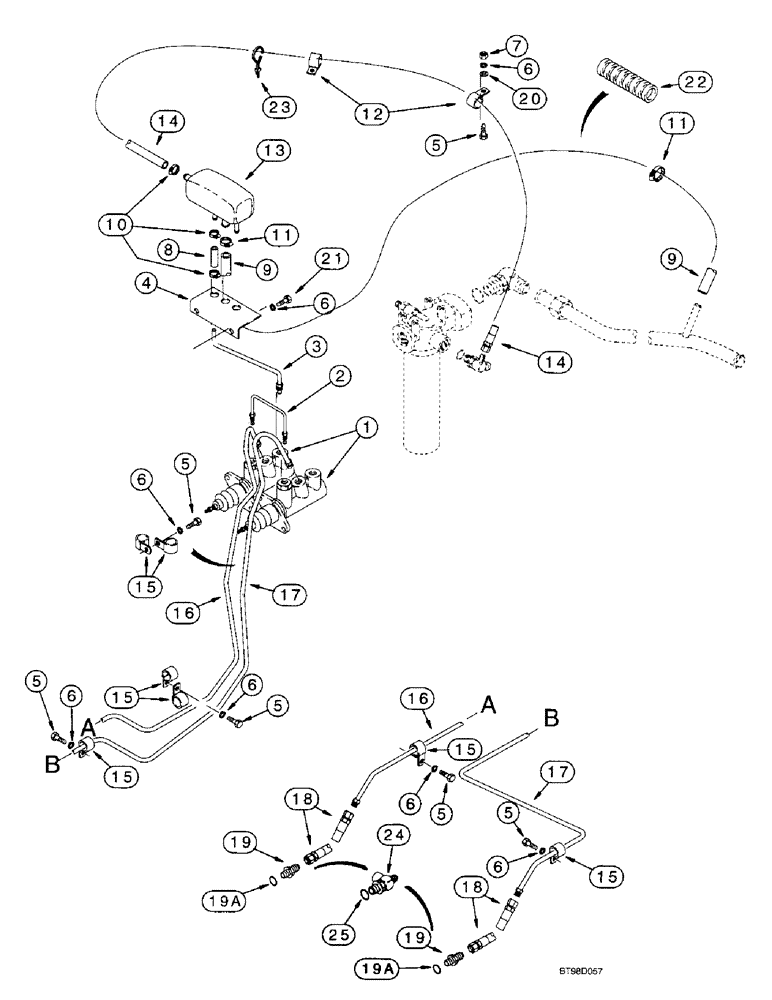 Схема запчастей Case 590SL - (7-08) - BRAKE MASTER CYLINDER HYDRAULIC CIRCUIT (07) - BRAKES