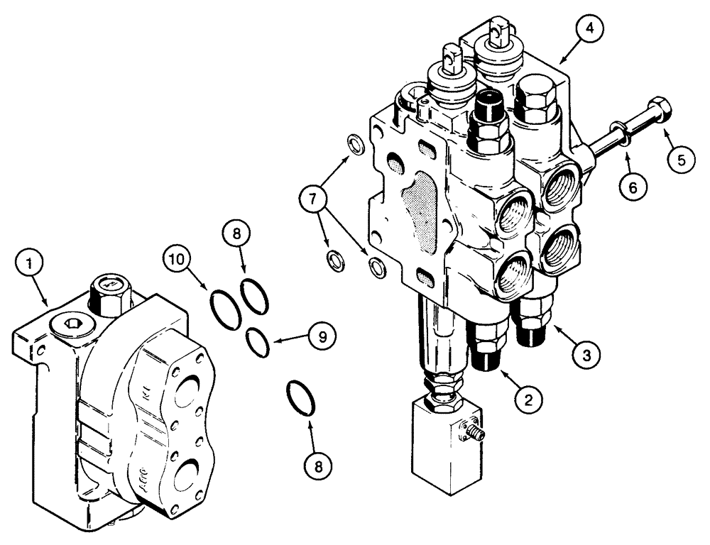 Схема запчастей Case 850E - (8-078) - TWO SPOOL CONTROL VALVE, LOADER MODELS (08) - HYDRAULICS