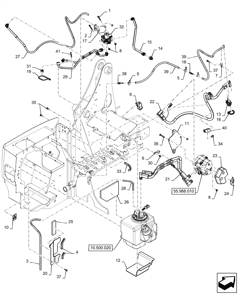 Схема запчастей Case TR340 - (10.500.010) - DEF/ADBLUE™ LINES (10) - ENGINE