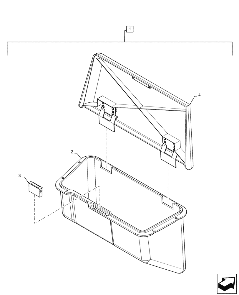 Схема запчастей Case 570N EP - (90.160.AM[01]) - CAB STORAGE BOX (90) - PLATFORM, CAB, BODYWORK AND DECALS