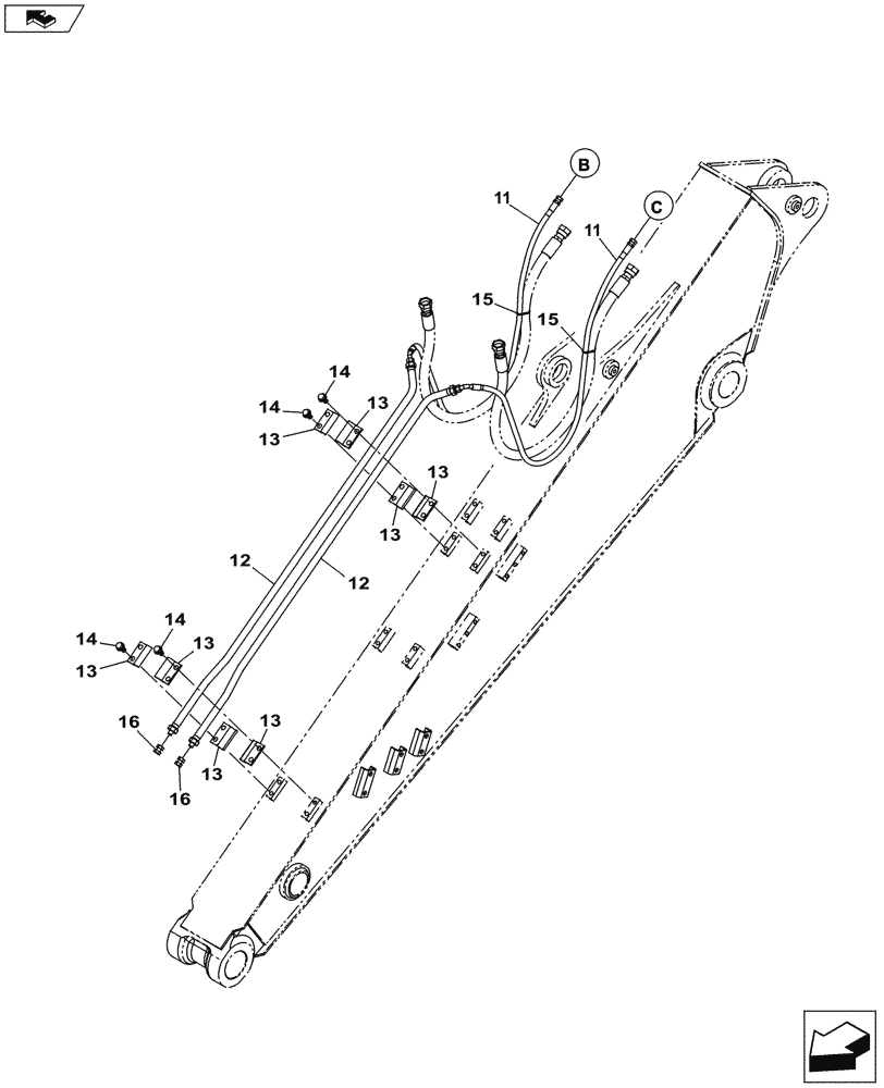 Схема запчастей Case CX145C SR - (35.734.AH[02]) - VAR - 781128 - QUICK COUPLER, HYDRAULIC LINE, ARM (ANZ) (35) - HYDRAULIC SYSTEMS