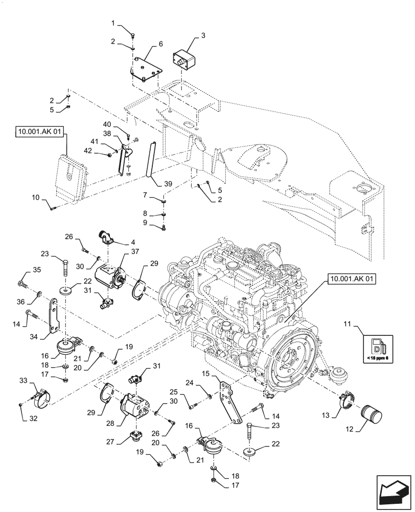 Схема запчастей Case DV210D - (10.001.AK[02]) - ENGINE INSTALLATION (10) - ENGINE