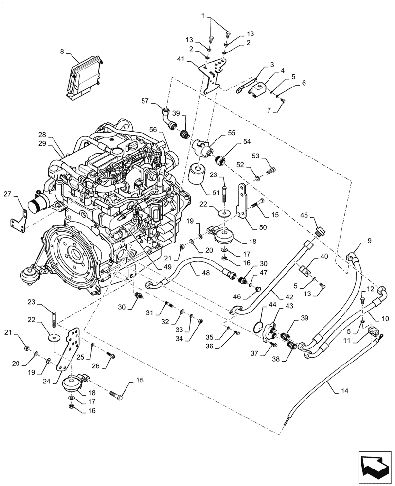 Схема запчастей Case DV210D - (10.001.AK[01]) - ENGINE INSTALLATION (10) - ENGINE