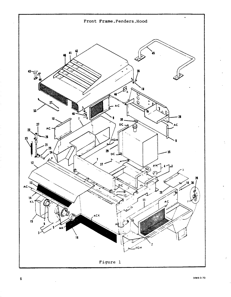 Схема запчастей Case P42 - (04) - FRONT FRAME, FENDERS, HOOD 