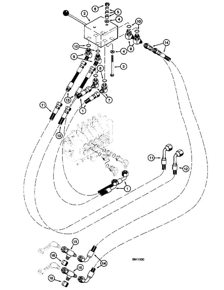 Схема запчастей Case 660 - (8-116) - SELECTOR VALVE HYDRAULIC CIRCUIT, FOR QUAD/REEL CARRIER (08) - HYDRAULICS