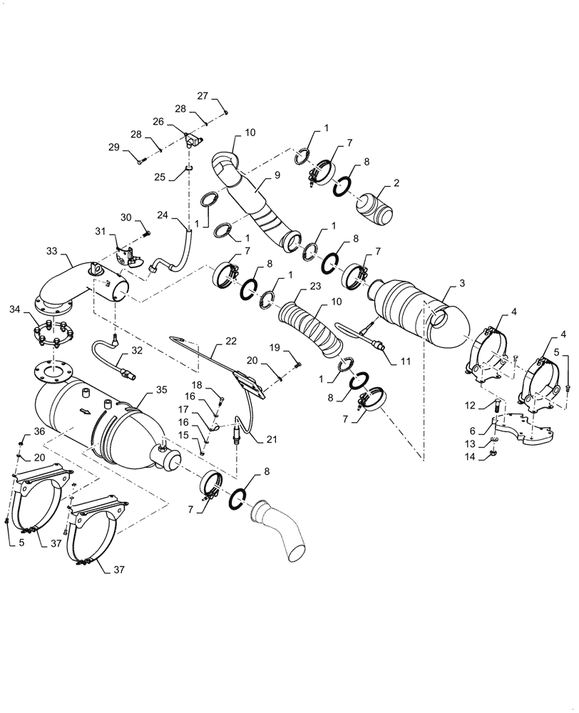 Схема запчастей Case DV210CD - (10.500.AO) - SCR MUFFLER INSTALLATION (10) - ENGINE