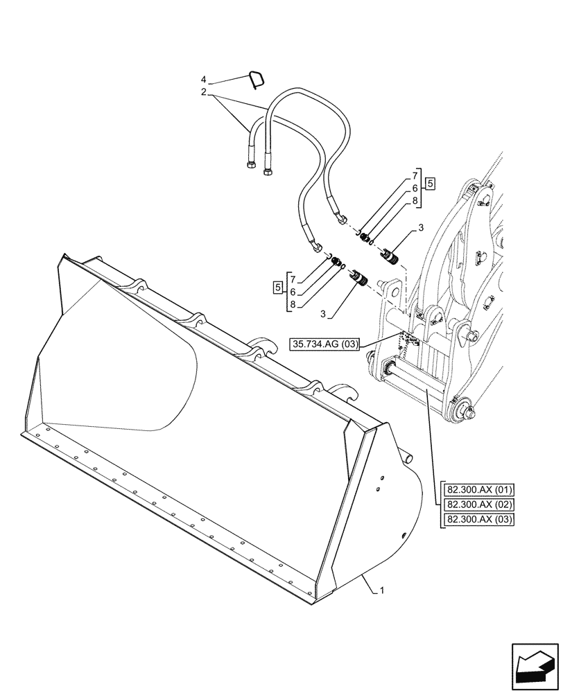 Схема запчастей Case 121F - (89.800.AA[15]) - VAR - 734600 - ATTACHMENT, BUCKET, SIDE DUMP (0.8M³ X 1900MM TC) (89) - TOOLS