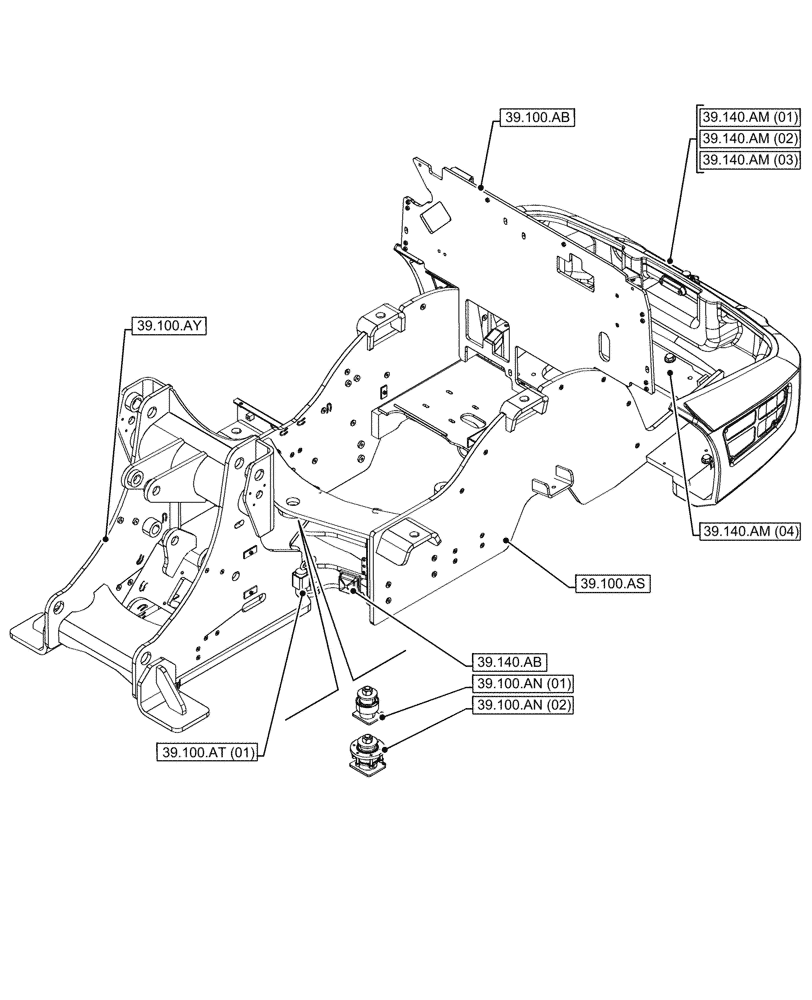 Схема запчастей Case 321F - (39.000.00) - SECTION INDEX - FRAMES (39) - FRAMES AND BALLASTING