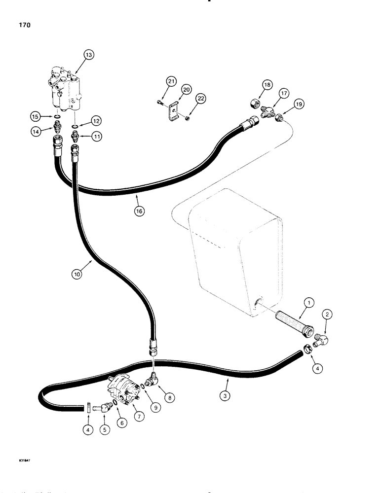 Схема запчастей Case P60 - (170) - STEERING & EQUIP. PUMP HYDRAULIC CIRCUIT, USED ON 30+4 S/N AND AFTER, ON 40+4 S/N 1140505 AND AFTER (41) - STEERING