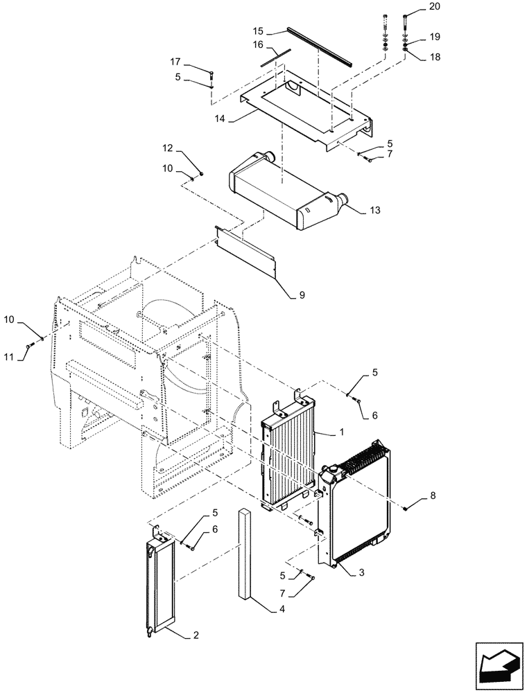 Схема запчастей Case 721G - (10.400.020) - COOLER INSTALLATION, HEAVY DUTY (10) - ENGINE