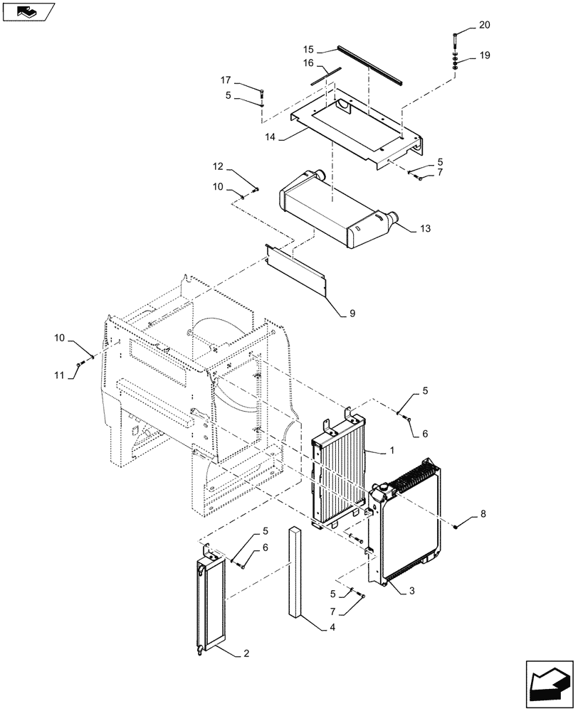 Схема запчастей Case 721G - (10.400.020[01]) - COOLER INSTALLATION, HEAVY DUTY (10) - ENGINE