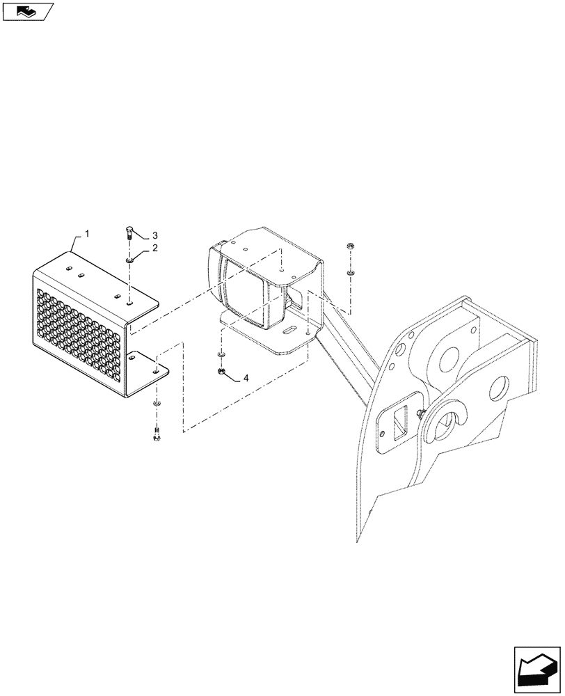 Схема запчастей Case 621G - (90.119.020[01]) - VAR - 734070 - FRONT LIGHT SHIELD (90) - PLATFORM, CAB, BODYWORK AND DECALS