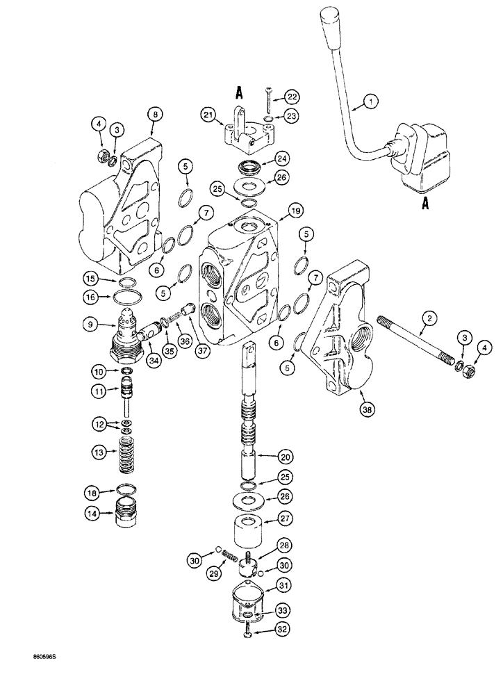 Схема запчастей Case 760 - (08-128) - REMOTE HYDRAULIC CONTROL VALVE (35) - HYDRAULIC SYSTEMS