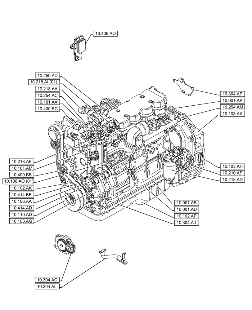Схема запчастей Case F4HFE613F B004 - (10.000.00) - SECTION INDEX (10) - ENGINE