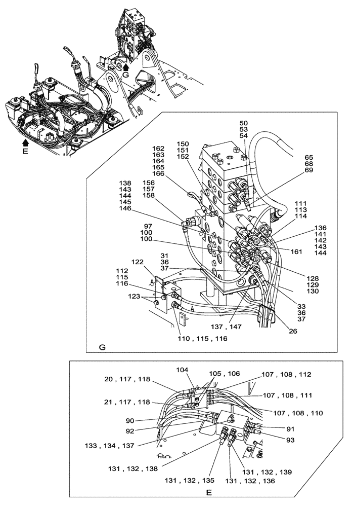 Схема запчастей Case CX135SR - (08-114) - HYDRAULIC CIRCUIT - PILOT - WITH DOZER BLADE - OFFSET BACKHOE BOOM (08) - HYDRAULICS
